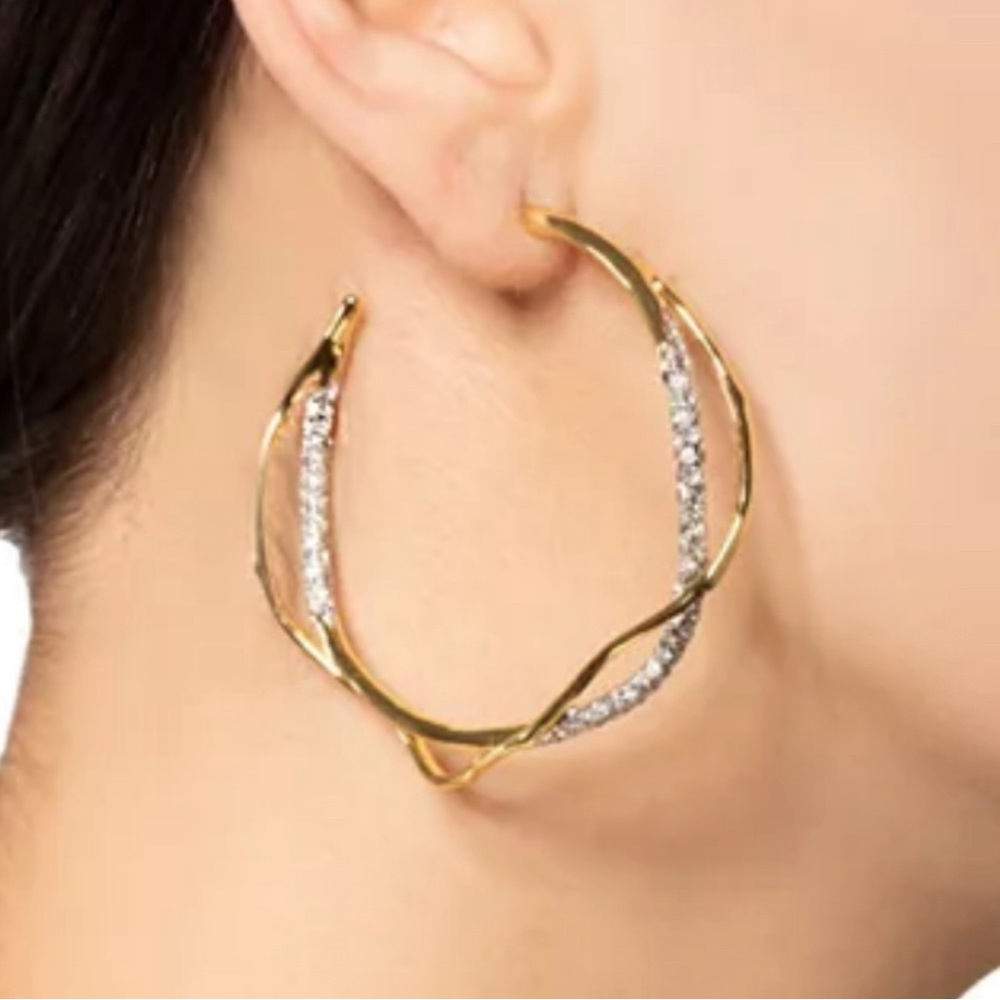 NEW Alexis Bittar Solanales Intertwined Pave Hoop Earrings JN11 JL22